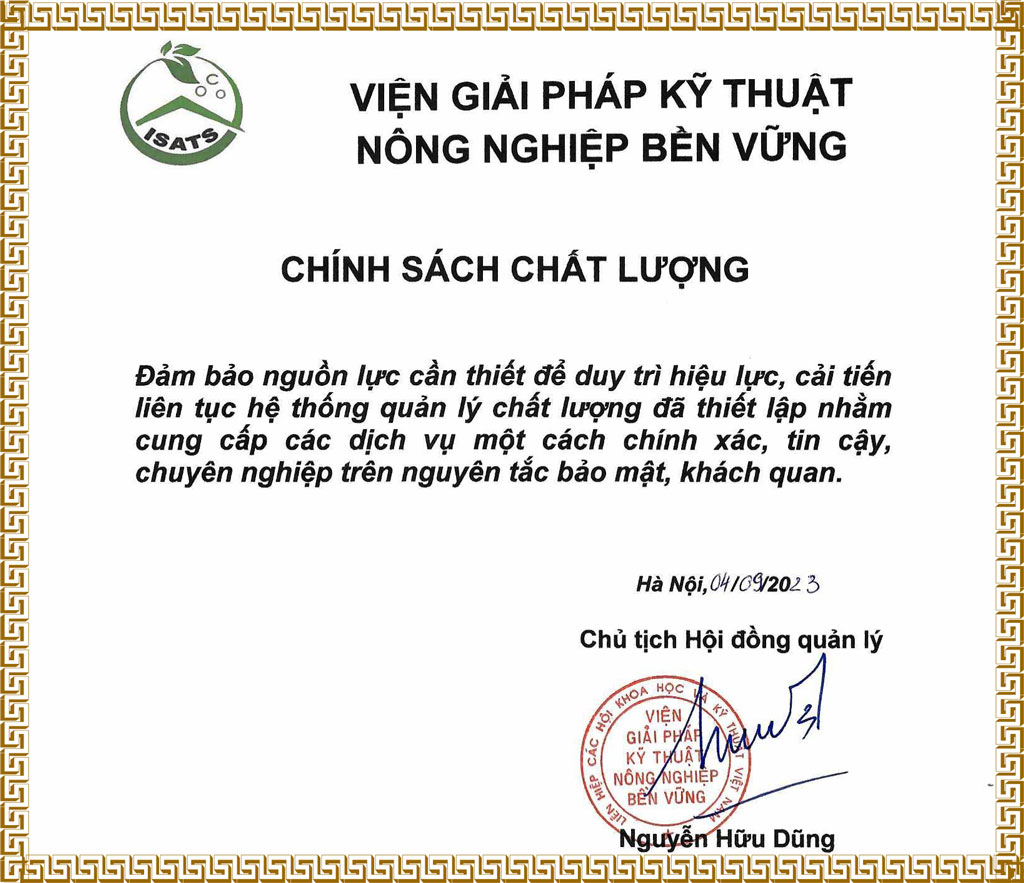 CHÍNH SÁCH CHẤT LƯỢNG ISATS